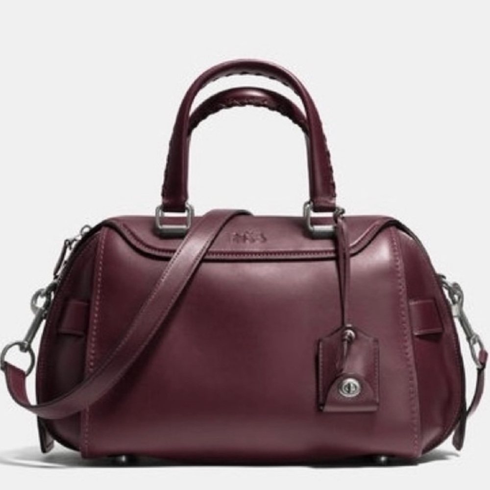 Coach Ace Oxblood Bowling Handbag with crossbody strap